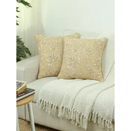 House This Yellow Set of 2 Floral Square Cushion Covers-image-8