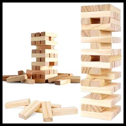 houseofcommon 54 Pcs Wooden Tumbling Tower Game – Indoor Stacking Puzzle Blocks for Kids F419-picture-17