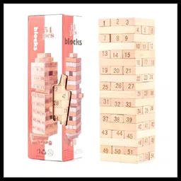 houseofcommon 54 Pcs Wooden Tumbling Tower Game – Indoor Stacking Puzzle Blocks for Kids F8-picture-23