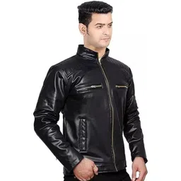 houseofcommon Men Solid Leather Jacket-picture-21
