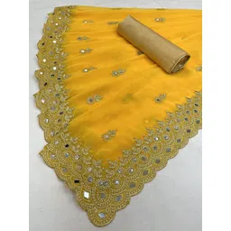 houseofcommon Self Design, Embroidered Bollywood Georgette Saree-picture-30