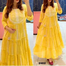 houseofcommon Solid Cotton Rayon Stitched Anarkali Gown-picture-23