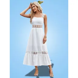 houseofcommon Women Fit and Flare White Midi/Calf Length Dress-picture-10