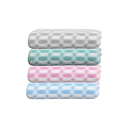HOUSSE 4Pcs Pink & Blue Printed Microfibre 350 GSM Hand Towels-picture-15