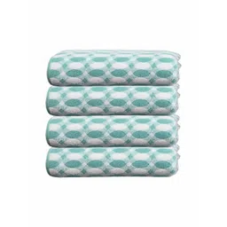 HOUSSE 4Pcs Turquoise Blue & White Printed Microfibre 350 GSM Hand Towels-picture-37