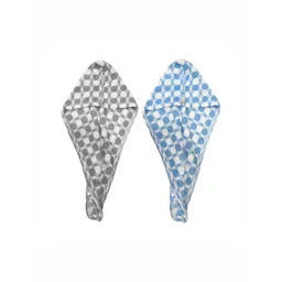 HOUSSE Grey & Blue 2 Pieces Geometric Printed 300 GSM Microfiber Bath Towels-picture-28