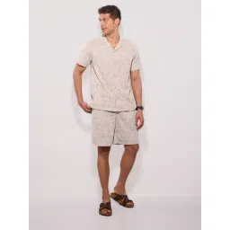 Hoversoul Beige Cotton Regular Fit Printed Co-Ord Set-picture-29