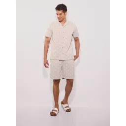 Hoversoul Beige Cotton Regular Fit Printed Co-Ord Set-picture-27