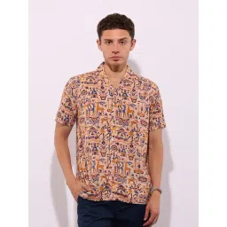 Hoversoul Beige Regular Fit Printed Shirt-picture-43