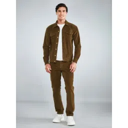 Hoversoul Brown Regular Fit Texture Jacket image 5