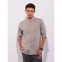 Hoversoul Grey Cotton Linen F/S Shirt image 1