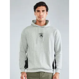Hoversoul Grey Melange Regular Fit Printed Hooded Sweatshirt-picture-26