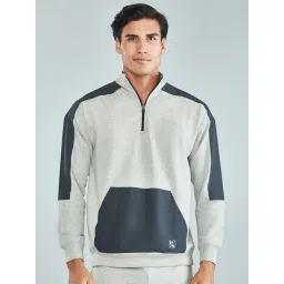Hoversoul Grey Regular Fit Colour Block Sweatshirt-picture-10