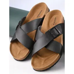 hoversoul Hoversole Men's Black Cork Cross Strap Sandals-picture-35