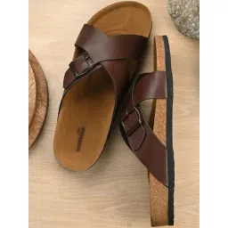 hoversoul Hoversole Men's Brown Cork Cross Strap Sandals-picture-29