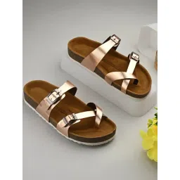 hoversoul Hoversole Women's Kayla Rose Gold Cork Cross Strap Sandals-picture-15