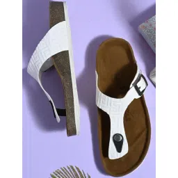 hoversoul Hoversole Women's Tampa White Cork T-Strap Sandals-picture-38