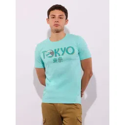 Hoversoul Light Blue Cotton Regular Fit Printed Short Sleeves Round Neck T-Shirt-picture-23