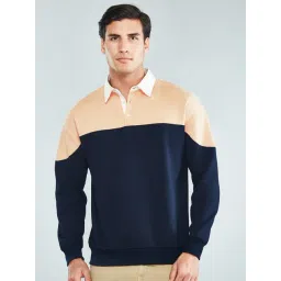 Hoversoul Light Brown Regular Fit Colour Block Sweatshirt-picture-15