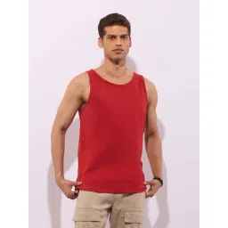 Hoversoul Maroon Cotton Regular Fit Sleeveless Round Neck Tank Tee-picture-22