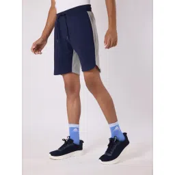 Hoversoul Navy & Grey Melane Cotton Regular Fit Color Block Knitted Shorts-picture-15