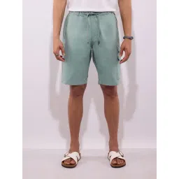 Hoversoul Sea Green Cotton Regular Fit Shorts-picture-25