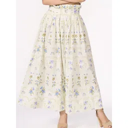 How When Wear Floral Printed Pure Cotton A-Line Flared Maxi Skirt-picture-31
