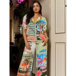 How When Wear Women Printed Loose Fit Wide Leg Trousers-picture-12