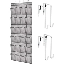 Hoxxu Over The Door Shoe Organizer, 24 Extra Large Breathable Mesh Pockets, Space Saving Hanging Storage Holder, 4 Hook Closet Rack Hanger, Hangs On Closets For Shoes And Accessories-picture-21