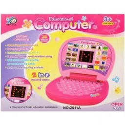 Educational Learning Kids Laptop With LED Display (Pink)-image-0