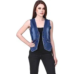 hrikshika fashion Designer Half Sleev Denim Blazers for Women (S, Blue)-picture-30