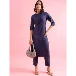 HRITIKA Striped Straight Sequinned Kurta with Trousers-picture-25