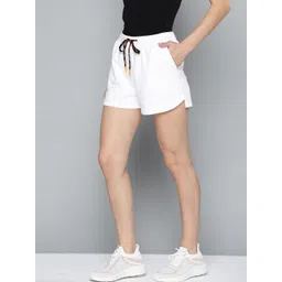 HRX By Hrithik Roshan Lifestyle Women Optic White Bio-Wash Shorts-picture-16