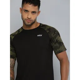 HRX by Hrithik Roshan Men Black & Olive Green Rapid Dry T-shirt-picture-17