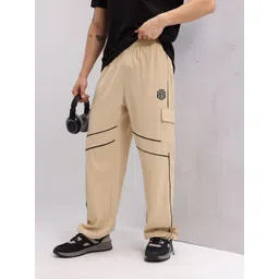 HRX by Hrithik Roshan Men Contrast Piping Cargo Style Relaxed Lifestyle Track Pants image 1