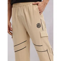 HRX by Hrithik Roshan Men Contrast Piping Cargo Style Relaxed Lifestyle Track Pants image 5