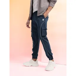 HRX by Hrithik Roshan Men Contrast Piping Mid-Rise Lifestyle Cargo-Style Joggers-picture-29