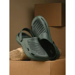 HRX by Hrithik Roshan Men Green Self Design Rubber Clogs-picture-35