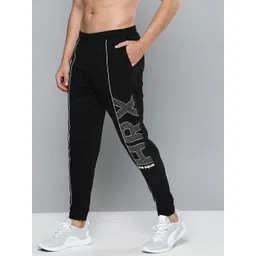 HRX By Hrithik Roshan Men Jet Black Solid Regular Fit Mid-Rise Bio-Wash Lifestyle Joggers-picture-22