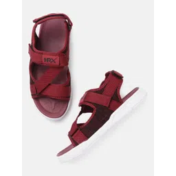 HRX by Hrithik Roshan Men Maroon & Black Woven Design Hook & Loop Athleisure Sandal-picture-30
