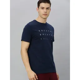 Hrx By Hrithik Roshan Men Navy Blue Solid Bio-Wash Yoga Tshirt image 4