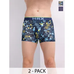 HRX by Hrithik Roshan Men Pack Of 2 Mid Rise Antimicrobial Trunk HTO-PV-Print-104-109-S-image-42