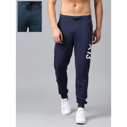 HRX by Hrithik Roshan Men Pack of Navy Pure Cotton Joggers & Athleisure Track Pants-picture-30