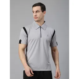 HRX by Hrithik Roshan Men Polo Neck Regular Fit Gym Sports Zipper Tshirt-picture-32