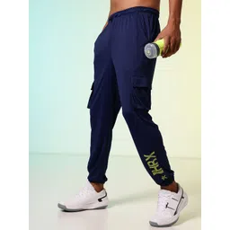 HRX by Hrithik Roshan Men Rapid-Dry Retro Brand Logo Printed Training Cargo Joggers-picture-21