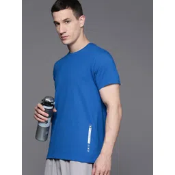 hrx by hrithik roshan Men Solid Round Neck Cotton Blend Blue T-Shirt-picture-11