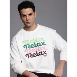 HRX by Hrithik Roshan Men Typography Printed Oversized Sweatshirt-picture-33