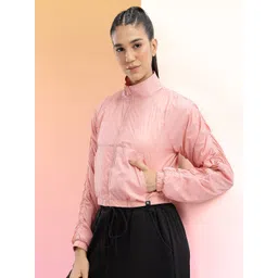 HRX by Hrithik Roshan Mock Collar Ruched Crop Tailored Jacket-picture-35
