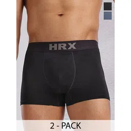 HRX by Hrithik Roshan Pack Of 2 Sweat Absorbent Trunks HRX-PV-SOLID-Black-Lightblue-M-picture-40