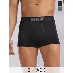 HRX by Hrithik Roshan Pack Of 2 Sweat Absorbent Trunks HRX-PV-SOLID-Black-Pista-M-picture-38